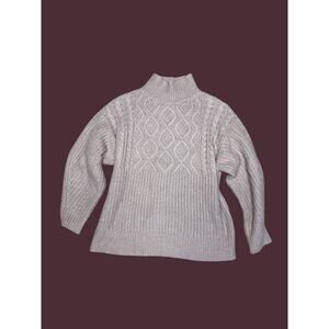 A New Day Blush Pink Oversized Chunky Knit Mock Neck Sweater Women's Small
